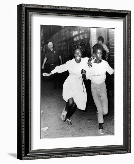 Two Young African Americans Girls, Screaming During Riots in Bedford-Stuyvesant Section of Brooklyn-null-Framed Photo