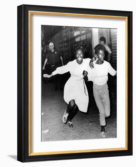 Two Young African Americans Girls, Screaming During Riots in Bedford-Stuyvesant Section of Brooklyn-null-Framed Photo