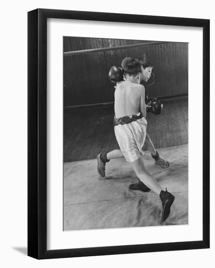 Two Young Boys Competing in P.A.L. Boxing Match-Gjon Mili-Framed Photographic Print