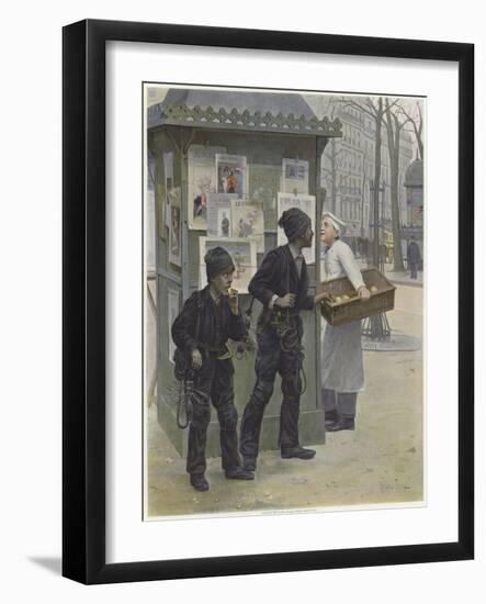 Two Young Chimney Sweeps Stealing Cakes from a Baker's Basket-Paul Charles Chocarne-moreau-Framed Giclee Print