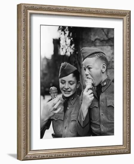 Two Young Culver Students Enjoying Ice Cream, Culver Academy, c.1939-Alfred Eisenstaedt-Framed Photographic Print