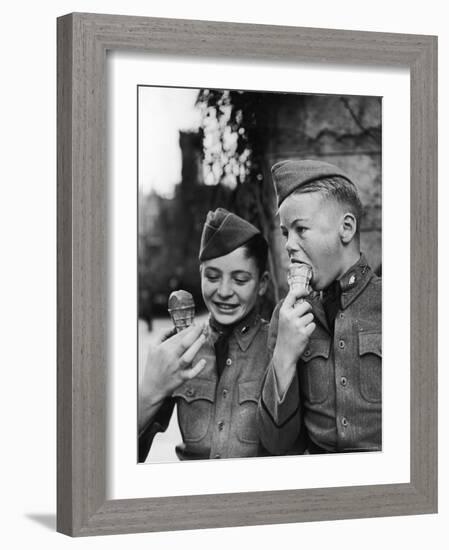 Two Young Culver Students Enjoying Ice Cream, Culver Academy, c.1939-Alfred Eisenstaedt-Framed Photographic Print