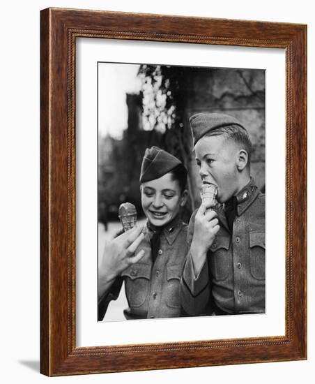 Two Young Culver Students Enjoying Ice Cream, Culver Academy, c.1939-Alfred Eisenstaedt-Framed Photographic Print