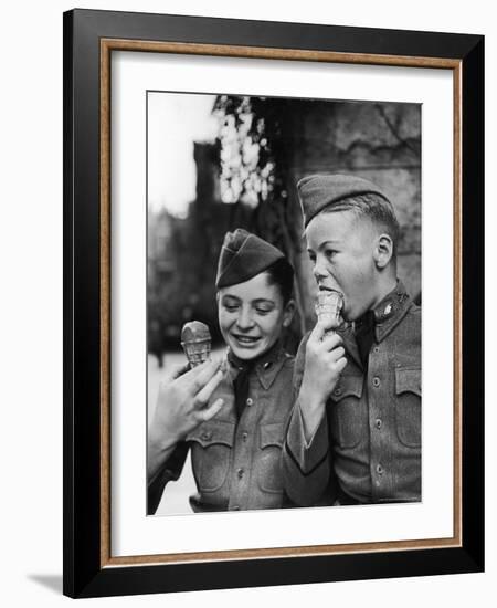 Two Young Culver Students Enjoying Ice Cream, Culver Academy, c.1939-Alfred Eisenstaedt-Framed Photographic Print