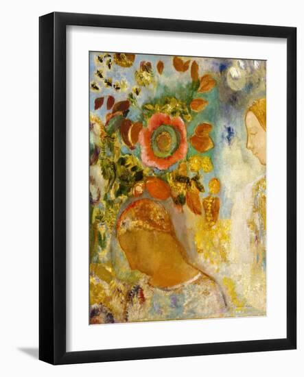 Two Young Girls among Flowers, 1912 (Oil on Canvas)-Odilon Redon-Framed Giclee Print