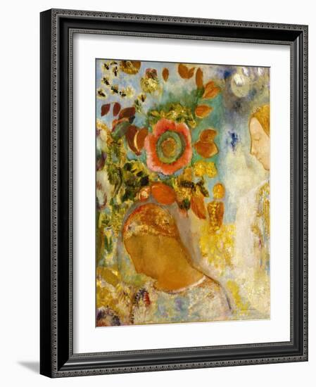 Two Young Girls among Flowers, 1912 (Oil on Canvas)-Odilon Redon-Framed Giclee Print