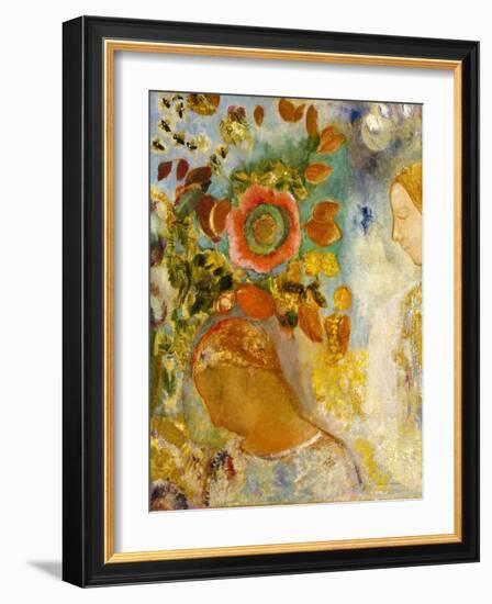 Two Young Girls among Flowers, 1912 (Oil on Canvas)-Odilon Redon-Framed Giclee Print