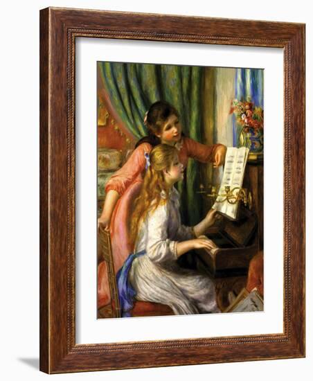 Two Young Girls at the Piano-Pierre-Auguste Renoir-Framed Art Print