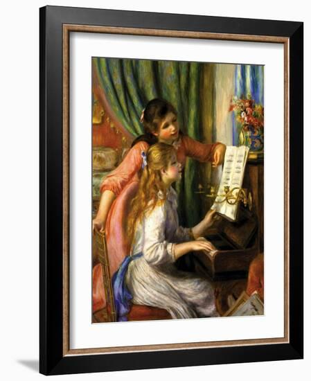 Two Young Girls at the Piano-Pierre-Auguste Renoir-Framed Art Print