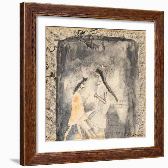 Two Young Girls (W/C on Paper)-Jules Pascin-Framed Giclee Print