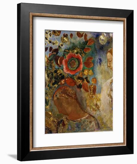 Two Young Girls with Flowers; Deux Jeunes Filles En Fleurs, 1912-Odilon Redon-Framed Giclee Print