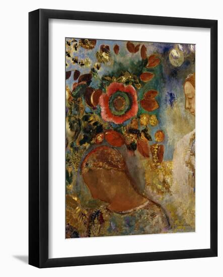 Two Young Girls with Flowers-Odilon Redon-Framed Giclee Print