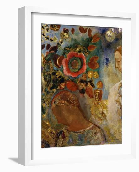 Two Young Girls with Flowers-Odilon Redon-Framed Giclee Print