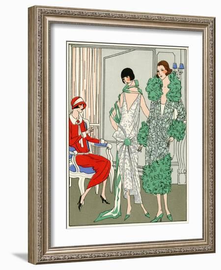 Two Young Ladies in Dresses by Madeleine Et Madeleine-null-Framed Art Print