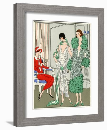 Two Young Ladies in Dresses by Madeleine Et Madeleine-null-Framed Art Print