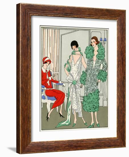 Two Young Ladies in Dresses by Madeleine Et Madeleine-null-Framed Art Print