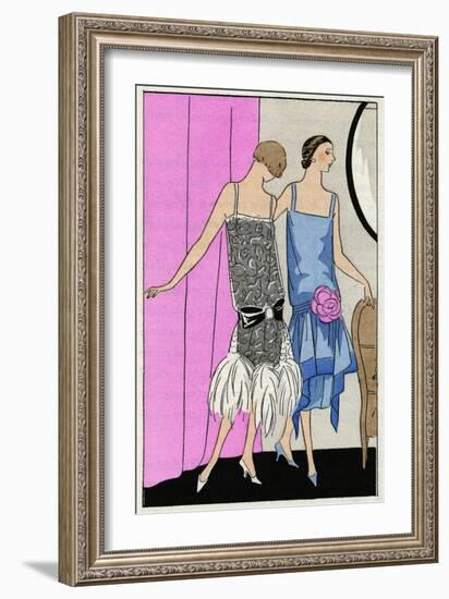 Two Young Ladies in Dresses by Molyneux-null-Framed Art Print