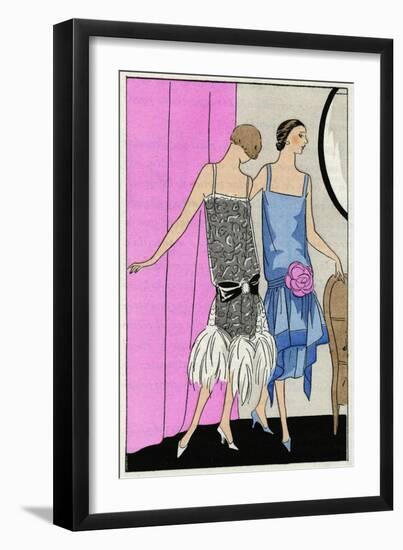 Two Young Ladies in Dresses by Molyneux-null-Framed Art Print