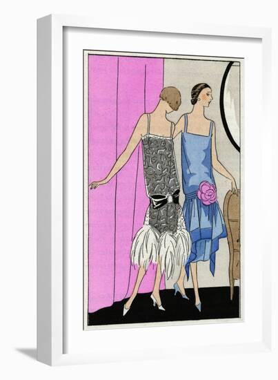 Two Young Ladies in Dresses by Molyneux-null-Framed Art Print