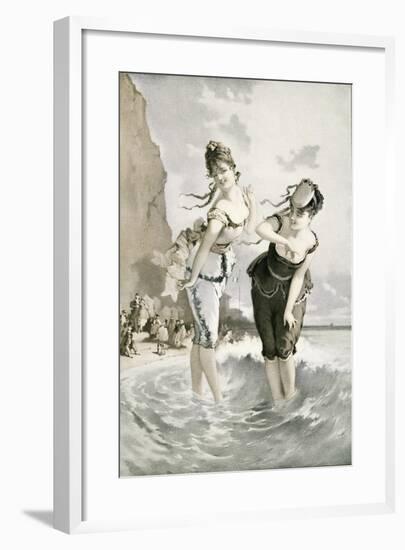 Two Young Ladies Sea Bathing in the 19th Century. from Illustrierte Sittengeschichte Vom Mittelalte-null-Framed Giclee Print