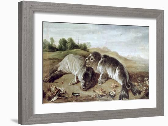 Two Young Seals on the Shore, circa 1650-Paul De Vos-Framed Giclee Print