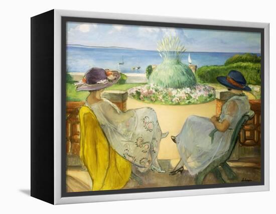 Two Young Women on a Terrace by the Sea; Deux Jeunes Filles Sur Une Terrasse En Face La Mer, 1922-Henri Lebasque-Framed Premier Image Canvas