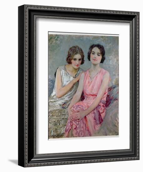 Two Young Women Seated-William Henry Margetson-Framed Premium Giclee Print