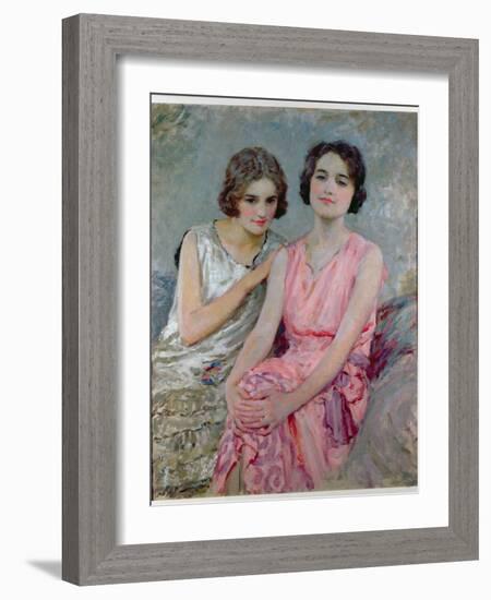 Two Young Women Seated-William Henry Margetson-Framed Giclee Print
