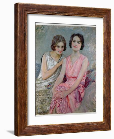 Two Young Women Seated-William Henry Margetson-Framed Giclee Print