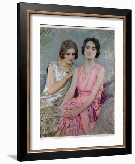 Two Young Women Seated-William Henry Margetson-Framed Giclee Print