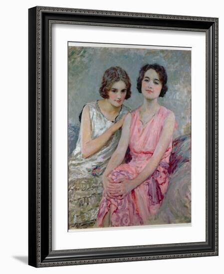 Two Young Women Seated-William Henry Margetson-Framed Giclee Print