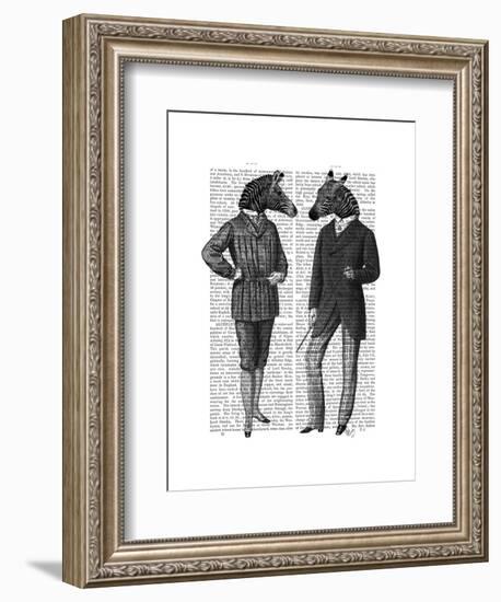 Two Zebra Gentlemen-Fab Funky-Framed Art Print