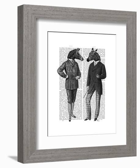 Two Zebra Gentlemen-Fab Funky-Framed Art Print