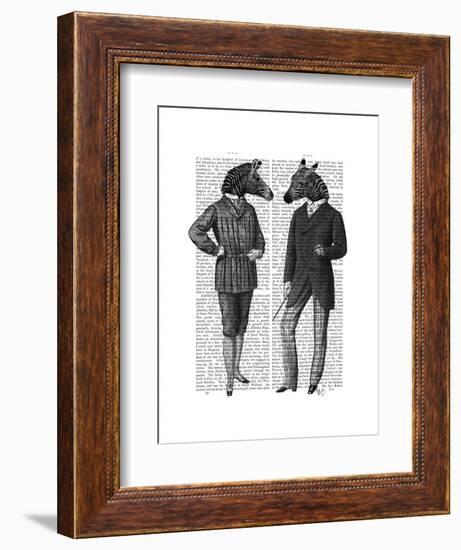 Two Zebra Gentlemen-Fab Funky-Framed Art Print