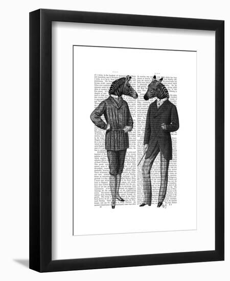 Two Zebra Gentlemen-Fab Funky-Framed Art Print