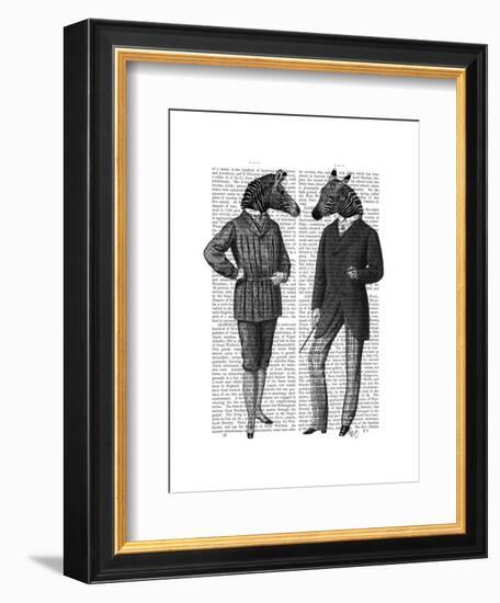 Two Zebra Gentlemen-Fab Funky-Framed Art Print