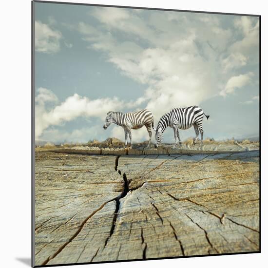 Two Zebras in a Surreal Landscape-Valentina Photos-Mounted Photographic Print