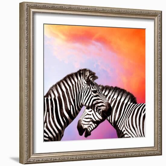 Two Zebras On The Sky-yuran-78-Framed Photographic Print