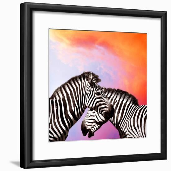 Two Zebras On The Sky-yuran-78-Framed Photographic Print