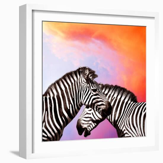 Two Zebras On The Sky-yuran-78-Framed Photographic Print
