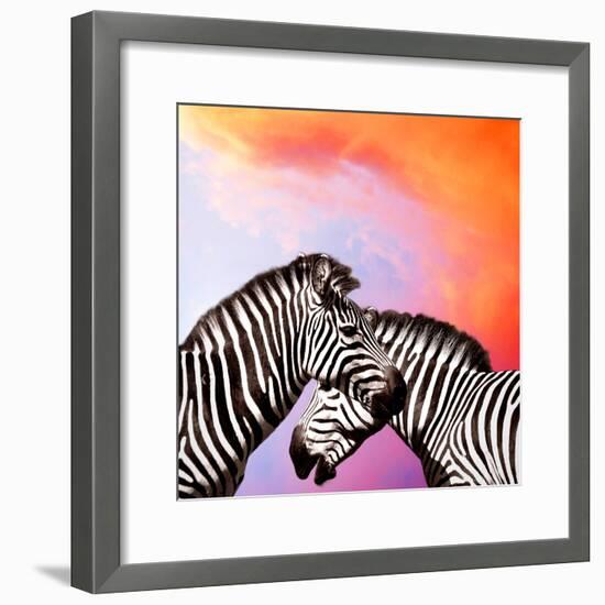 Two Zebras On The Sky-yuran-78-Framed Photographic Print