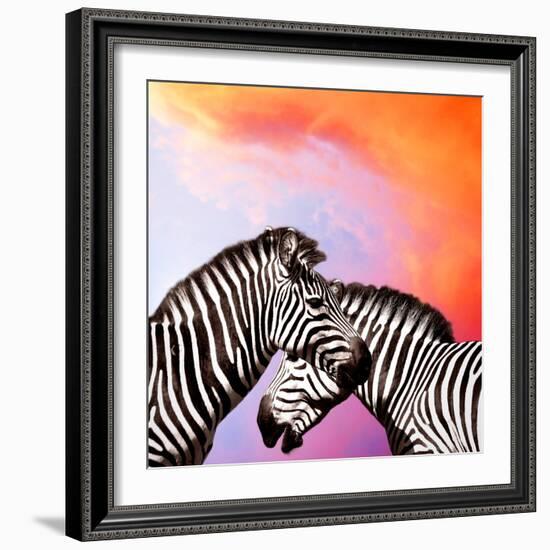 Two Zebras On The Sky-yuran-78-Framed Photographic Print