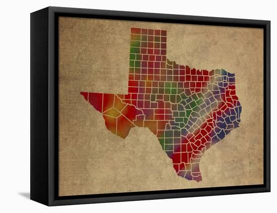 TX Colorful Counties-Red Atlas Designs-Framed Premier Image Canvas