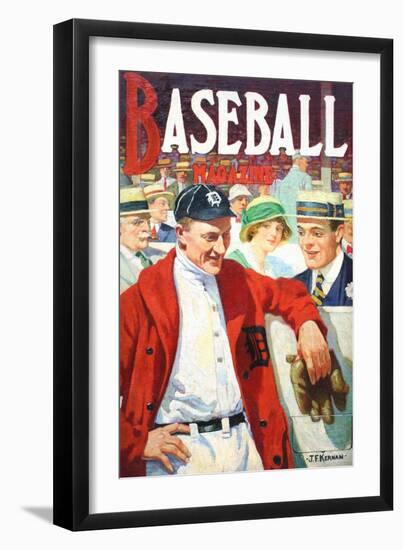 Ty Cobb Painting Of Detroit Tigers Centerfielder Ty Cobb (1886-1961) 1916 Issue Baseball Magazine-JF Kernan-Framed Premium Giclee Print