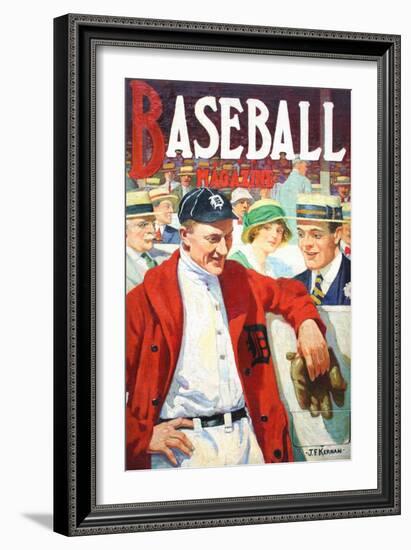 Ty Cobb Painting Of Detroit Tigers Centerfielder Ty Cobb (1886-1961) 1916 Issue Baseball Magazine-JF Kernan-Framed Premium Giclee Print