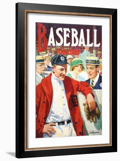 Ty Cobb Painting Of Detroit Tigers Centerfielder Ty Cobb (1886-1961) 1916 Issue Baseball Magazine-JF Kernan-Framed Art Print