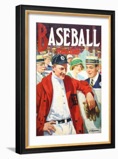 Ty Cobb Painting Of Detroit Tigers Centerfielder Ty Cobb (1886-1961) 1916 Issue Baseball Magazine-JF Kernan-Framed Art Print