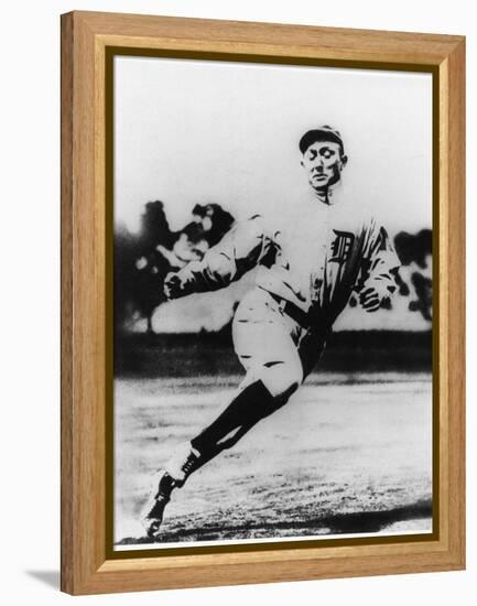 Ty Cobb, Star of the Detroit Tigers, in Action in 1910-null-Framed Premier Image Canvas