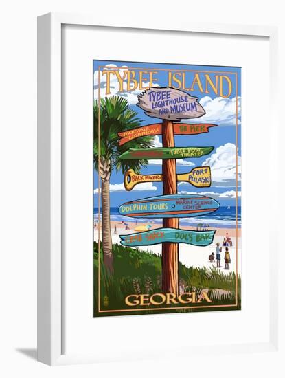 Tybee Island, Georgia - Destination Signs-Lantern Press-Framed Art Print