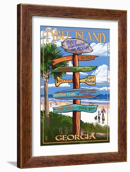 Tybee Island, Georgia - Destination Signs-Lantern Press-Framed Art Print